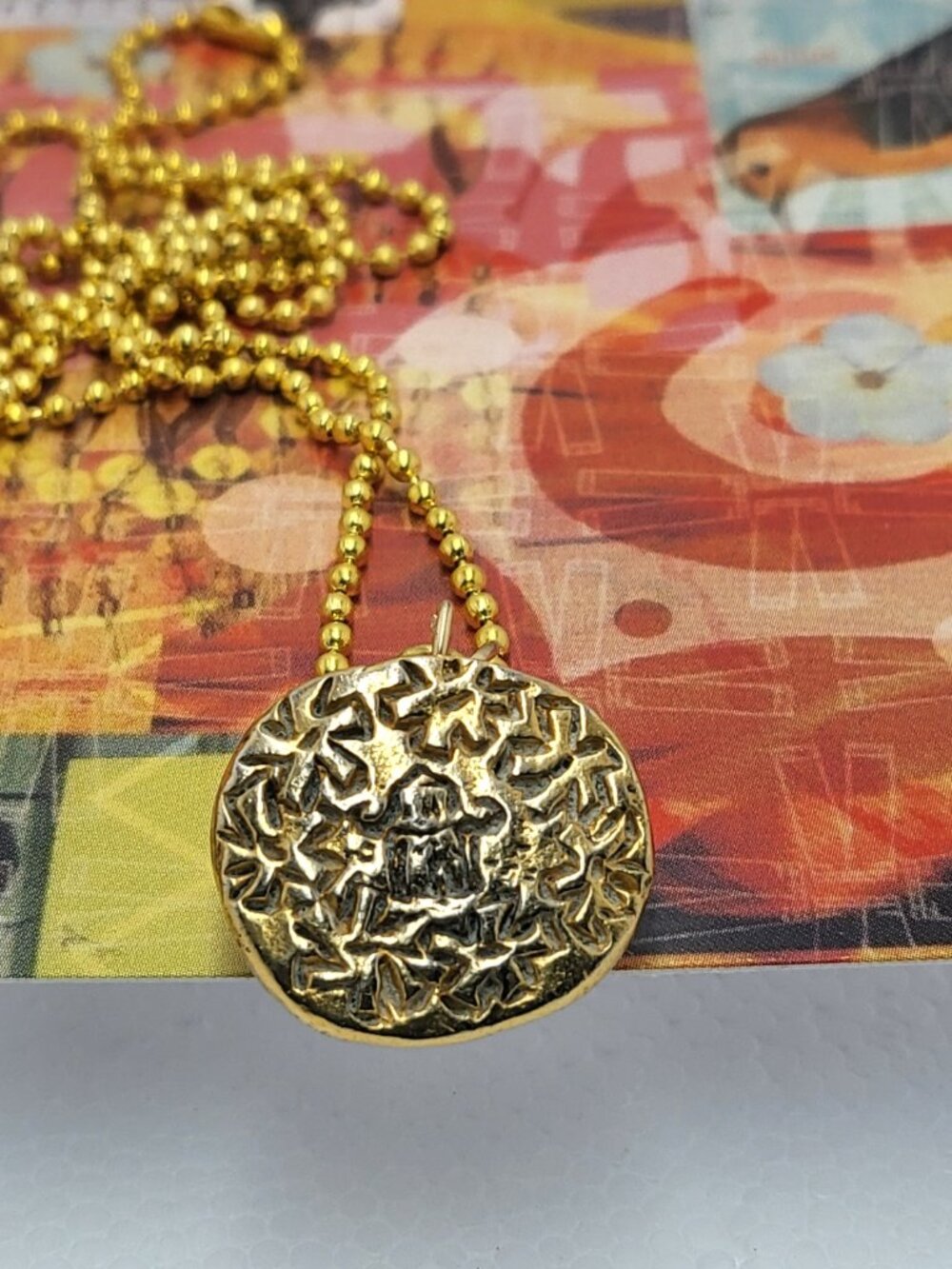 Necklace with vintage Todd Oldham Buttons 90s 24K Gold